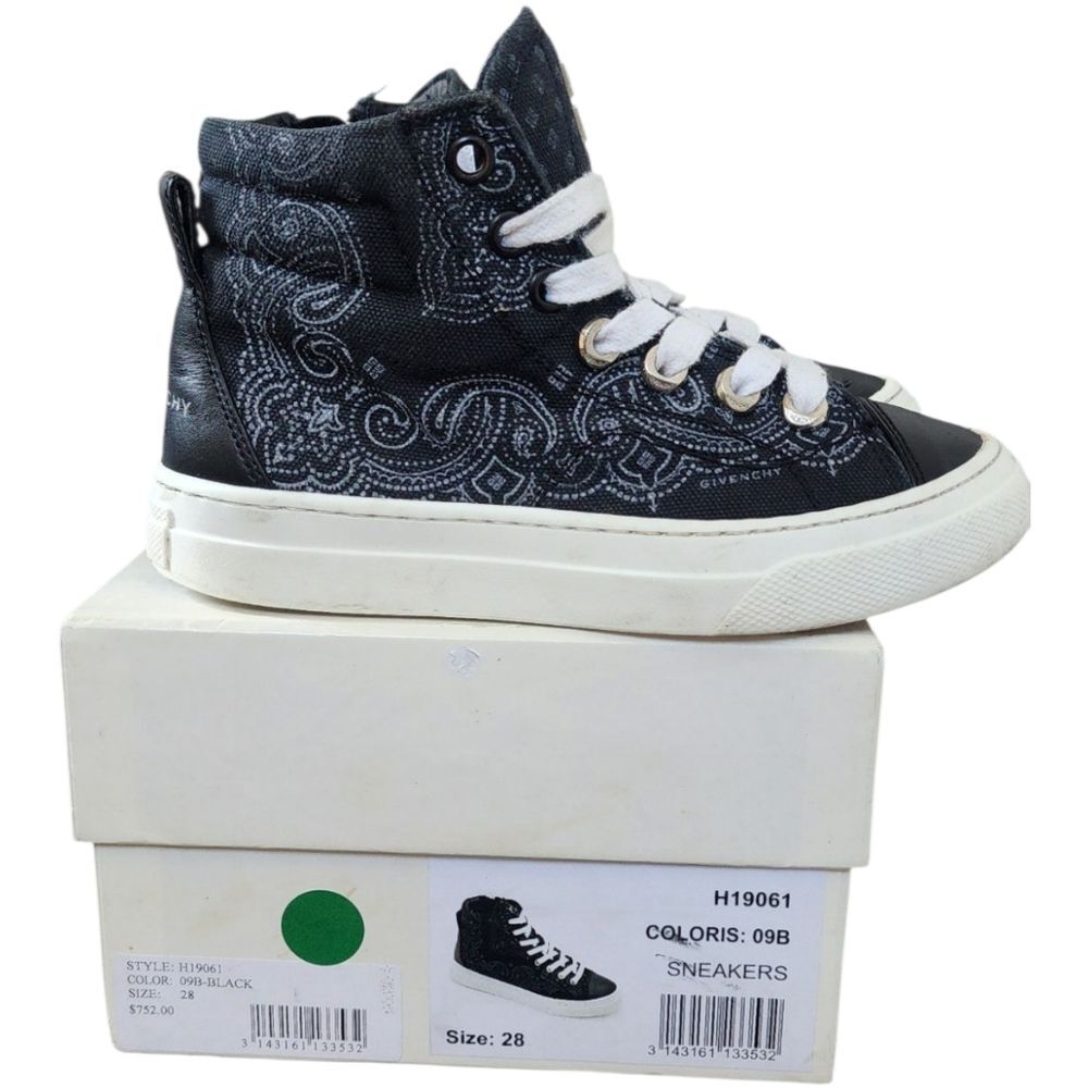 Givenchy Kids High-Top Sneakers Sz 28 Black Paisley Used Authentic